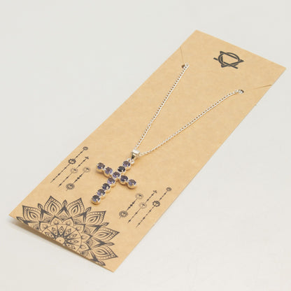 Indian Devotional Pendant - Silver Plated (45cm Chain)- Ionite Crucifix