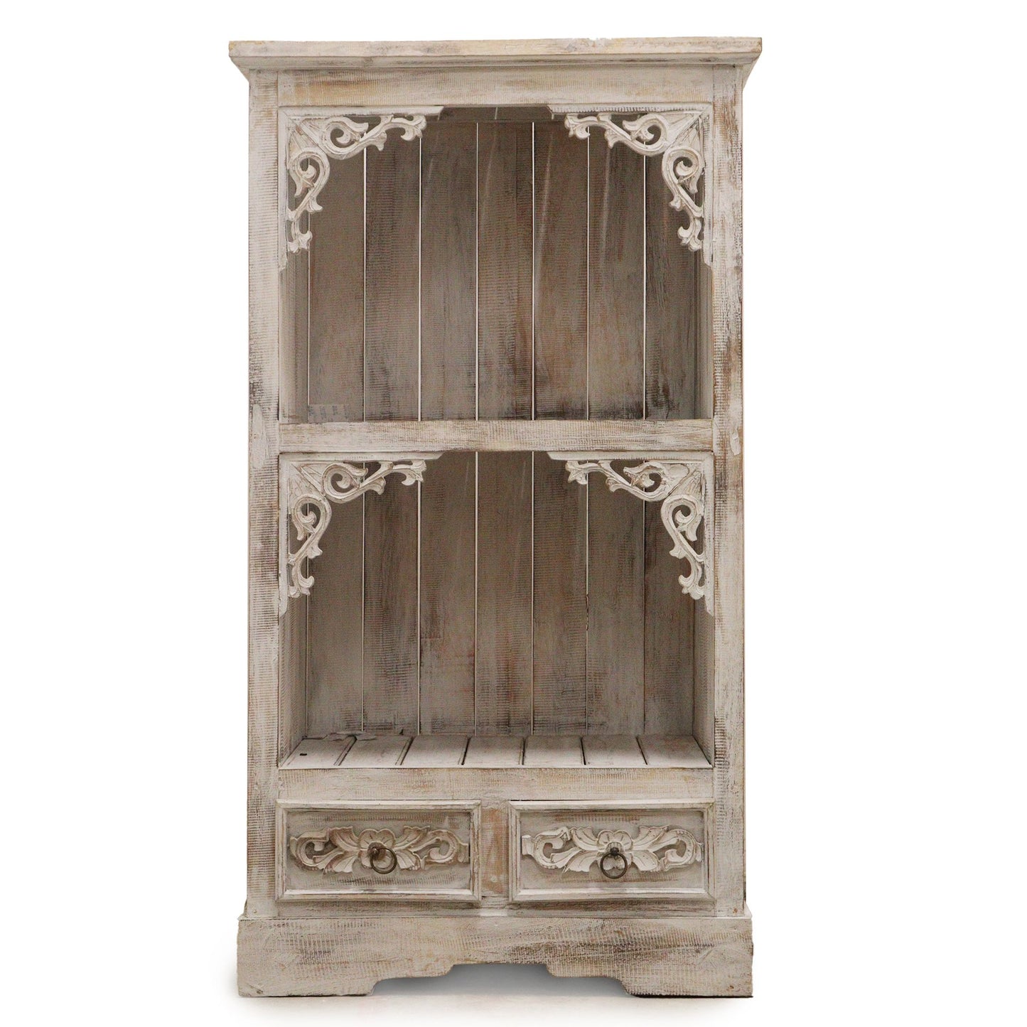 Albasia Bathroom Cabinet - Whitewash H 120cm; W 66.7cm; D 40cm.