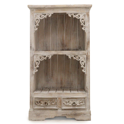 Albasia Bathroom Cabinet - Whitewash H 120cm; W 66.7cm; D 40cm.