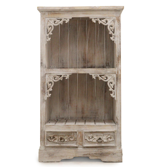 Albasia Bathroom Cabinet - Whitewash H 120cm; W 66.7cm; D 40cm.