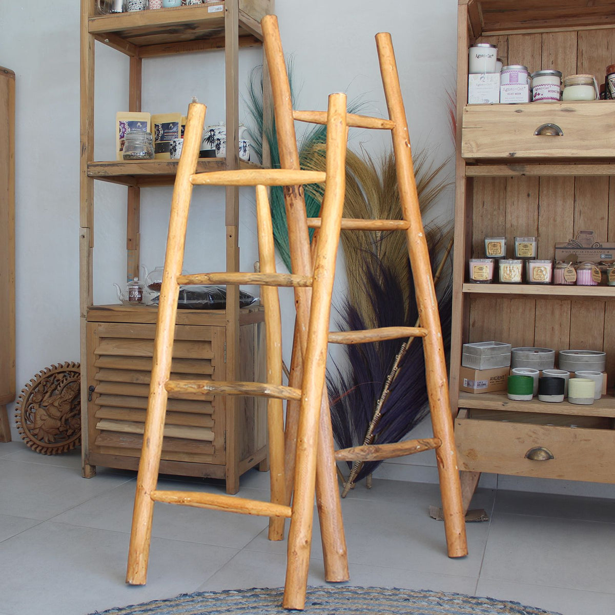 Large Teak Ladder - 1.5m - Natural