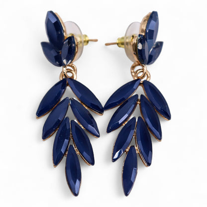 Royal Blue - Vintage Glass - Long Drop - Earrings