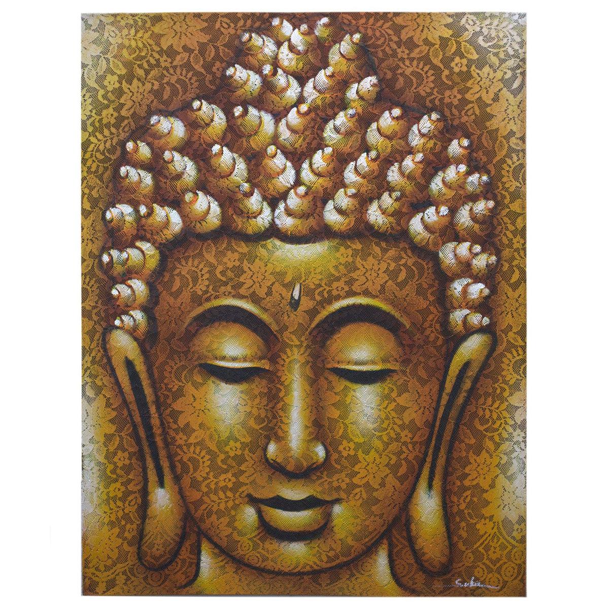 Buddah Painting - Gold Brocade Detail 60x80cm
