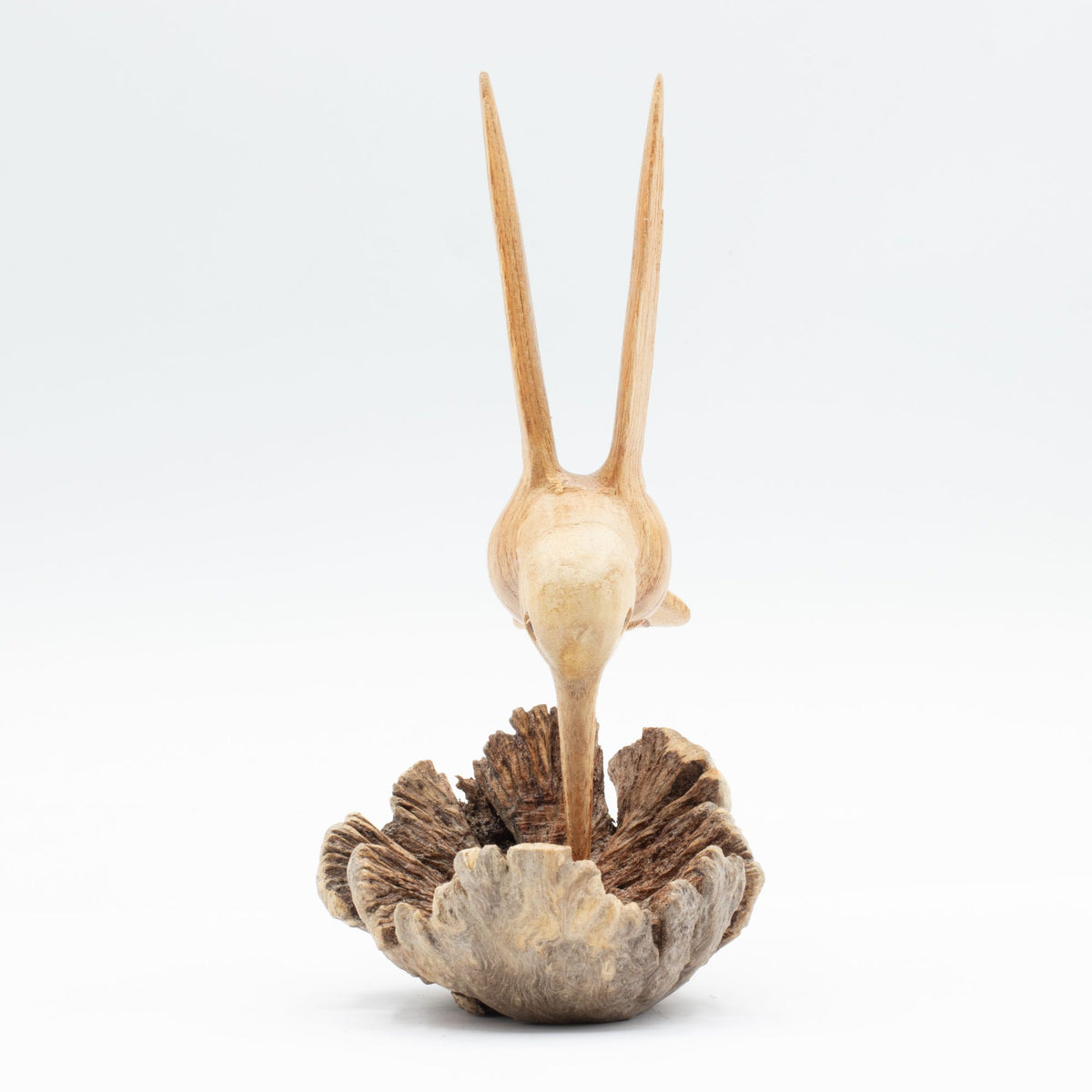 Handmade Parasite Wood Art Carving - Nectar Drinking Hummingbird