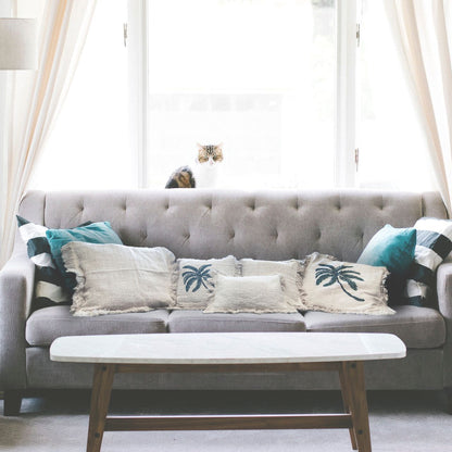 1x Linen Cushion 45x45cm with fringe