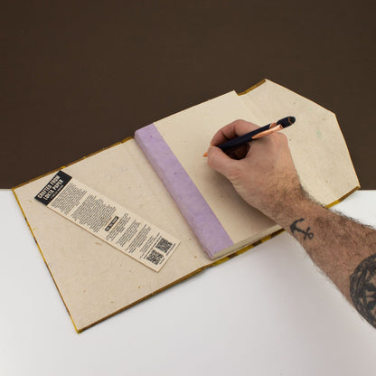 Lokta Bold Floral Notebook – Large (21x15cm) – 45 Leaves – Includes Bookmark – Olive