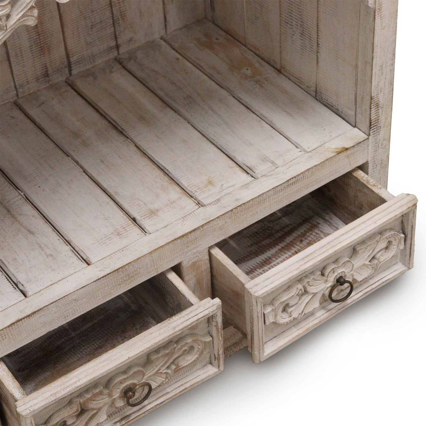 Albasia Bathroom Cabinet - Whitewash H 120cm; W 66.7cm; D 40cm.