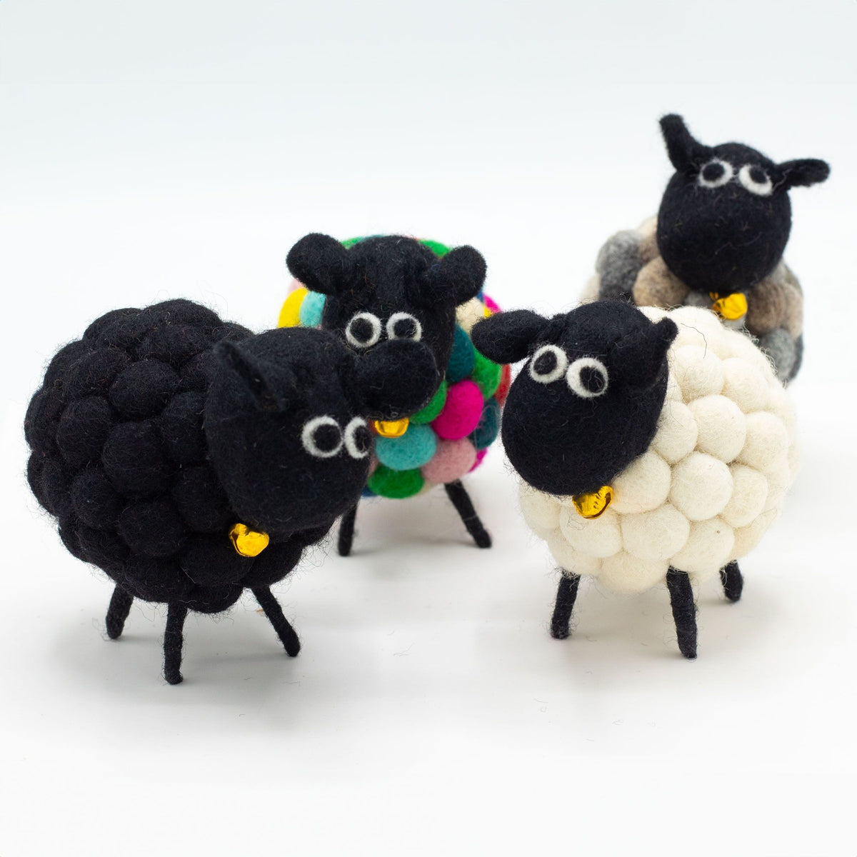 Little Felt Sheep - Multi Greys