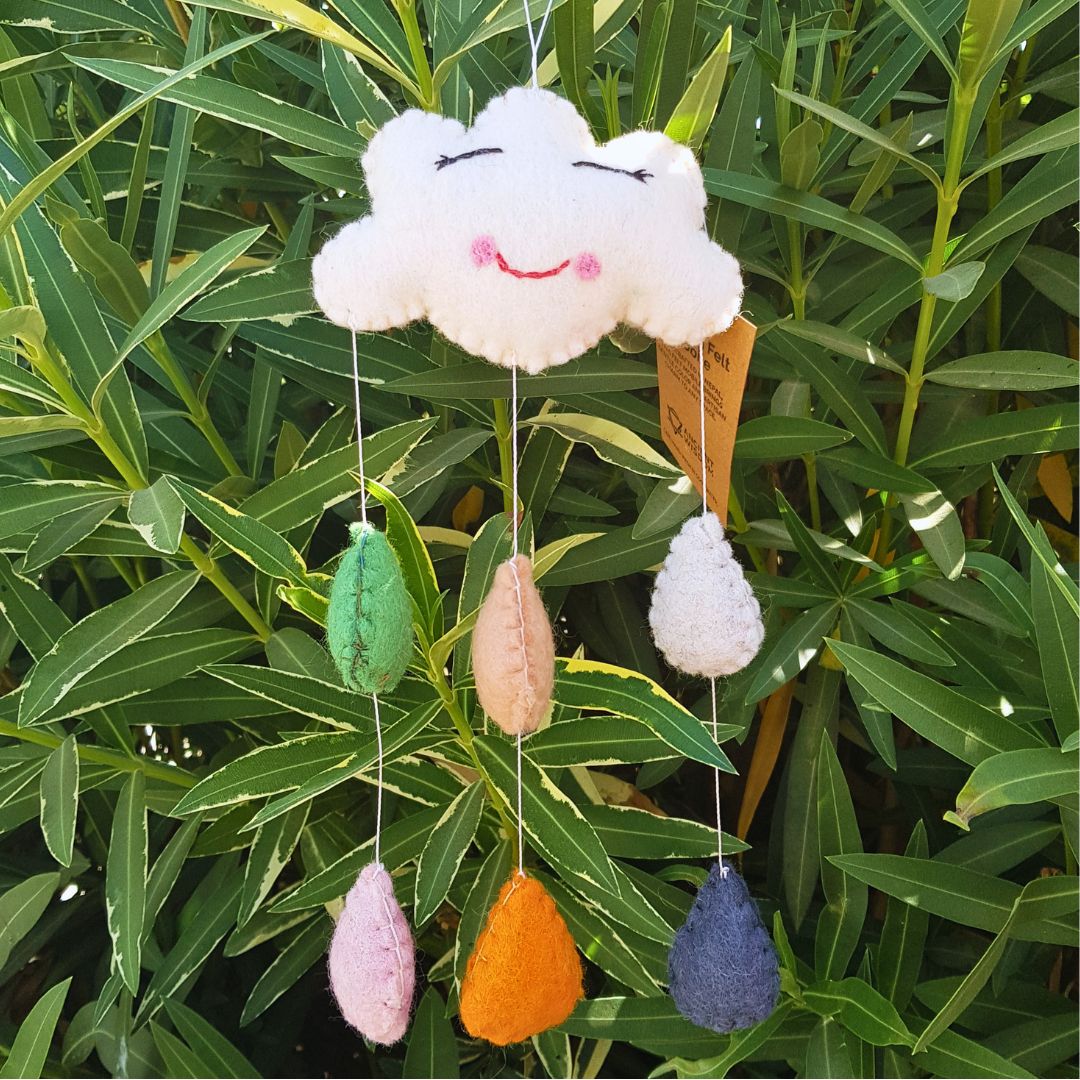 Handmade Felt Mobile - Mini Happy Clouds