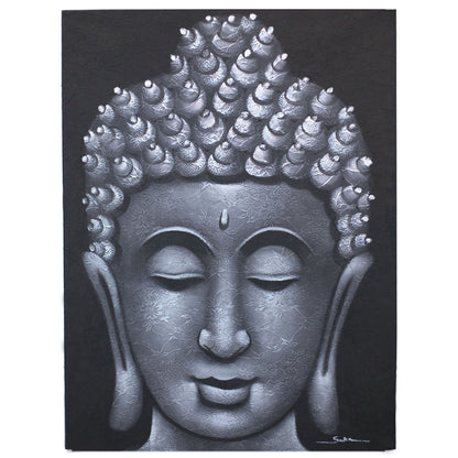 Buddah Painting - Grey Brocade Detail 60x80cm