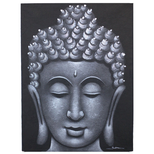 Buddah Painting - Grey Brocade Detail 60x80cm