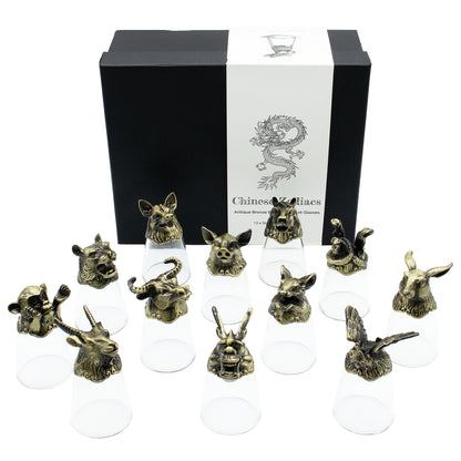 Bottom Up Shot Glasses (25ml) - Forest & Mystical Creatures - Antique Bronze