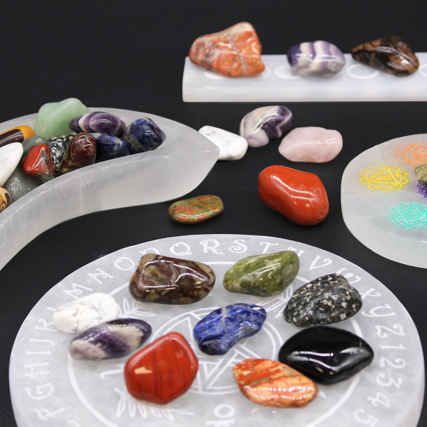 Bag of 12 Medium African Tumble Stones - Grey Agate - Botswana