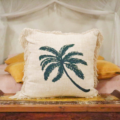 1x Linen Cushion 60 x 60  Palm Tree
