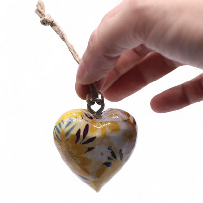 Large Decor Wood Hearts -  Yellow Floral