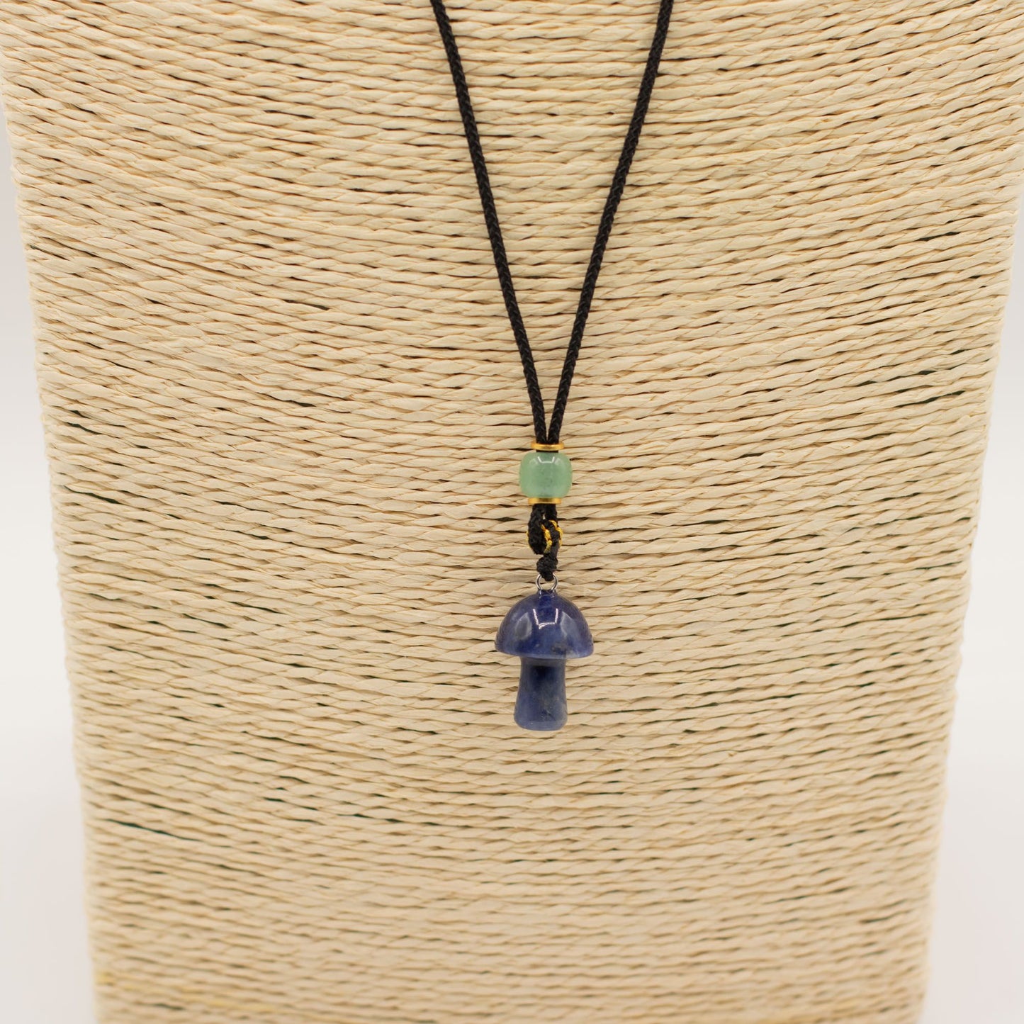 Cord Necklace Gemstone Pendant - Sodalite Mushroom