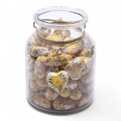 Large Decor Wood Hearts -  Yellow Floral