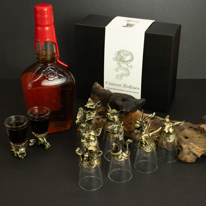 Bottom Up Shot Glasses (25ml) - Forest & Mystical Creatures - Antique Bronze
