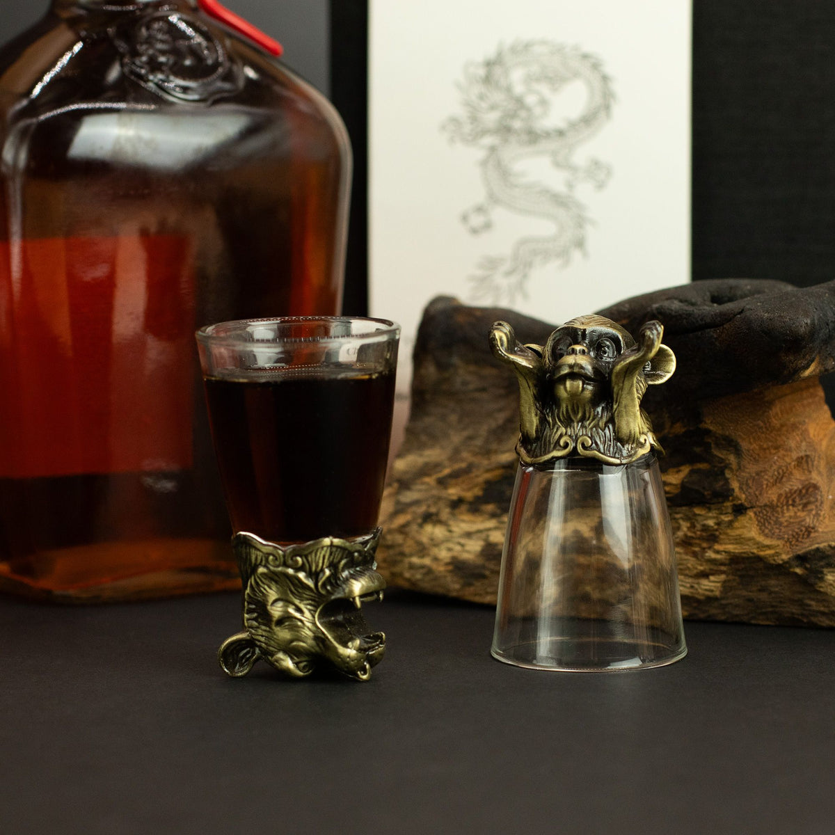 Bottom Up Shot Glasses (25ml) - Forest & Mystical Creatures - Antique Bronze