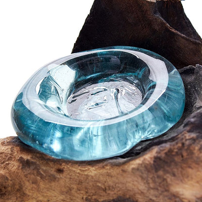 Molton Glass on Wood - Candle Holder