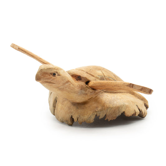 Handmade Parasite Wood Art Carving - Rising Sea Turtle