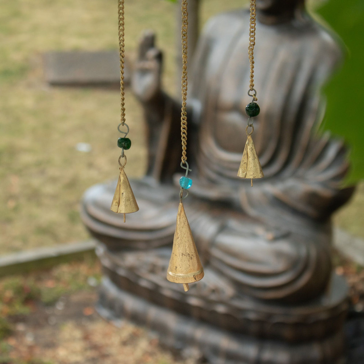 Indian Chimes - Hamsa Sm Mirror 3 Bells - 14x55cm