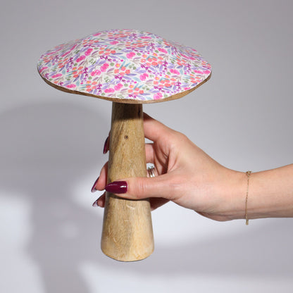 Large Enamelled Mushroom - 20cm - Pastel Hearts