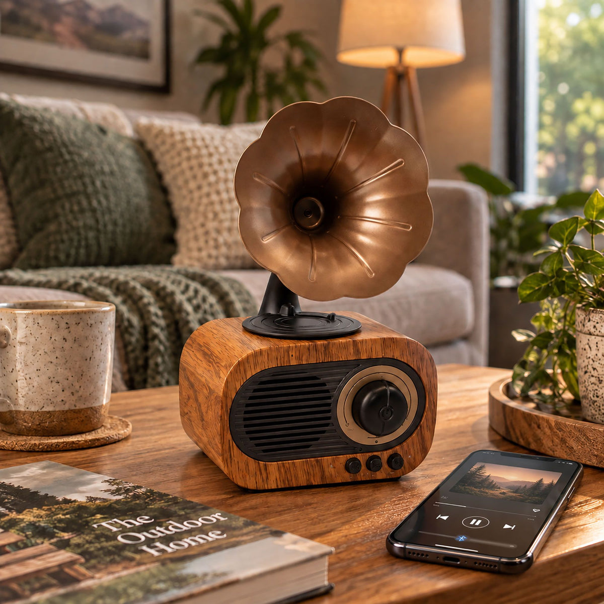 Retro Mini Gramophone Speaker - Bluetooth & FM Radio - 5 watt x 1