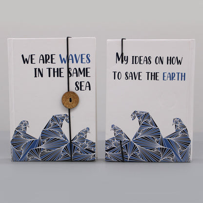 Small Notebook with strap - Waves in the same sea