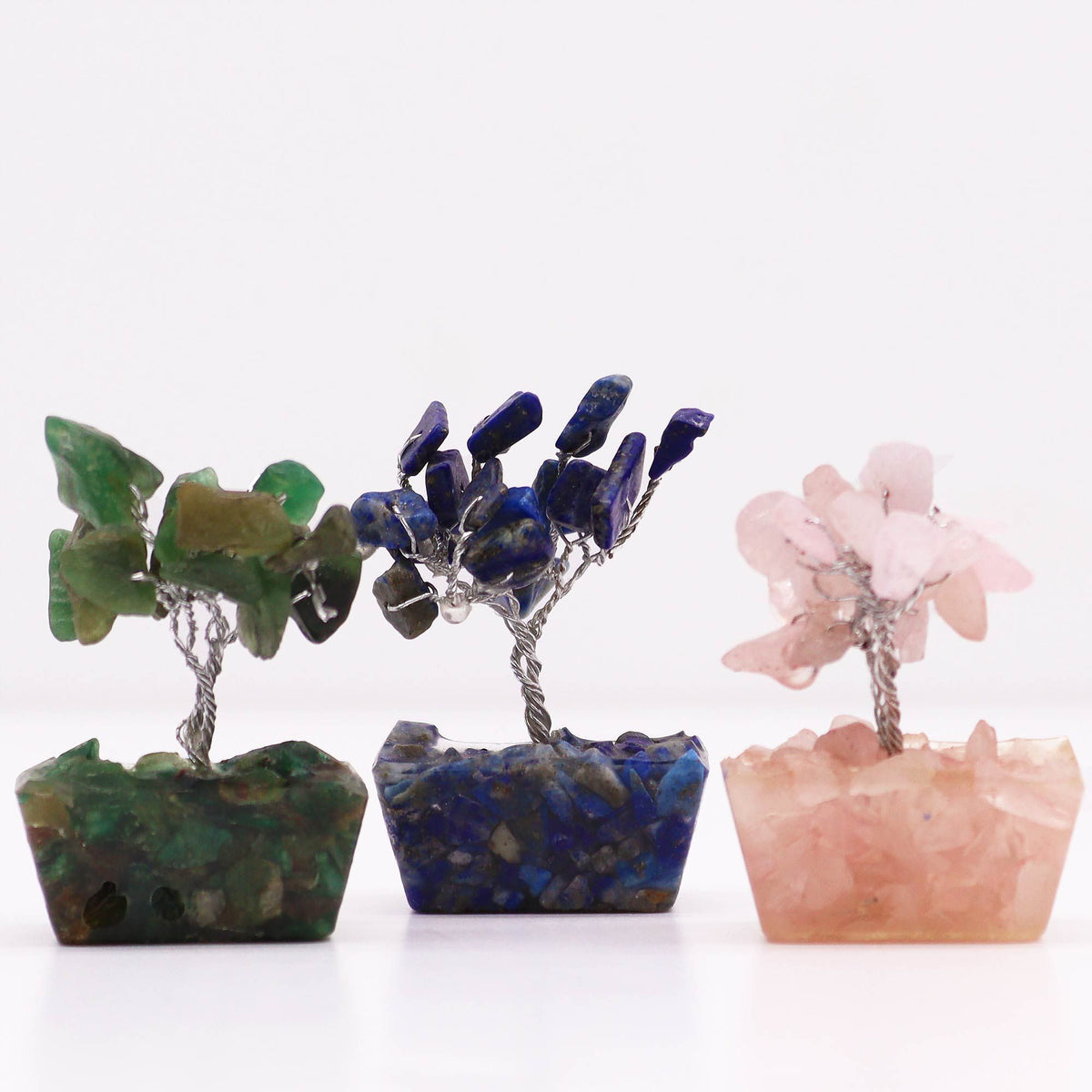 Box of 12 Mini Gemstone Trees On Orgonite Base - Assorted Mix (15 stones)