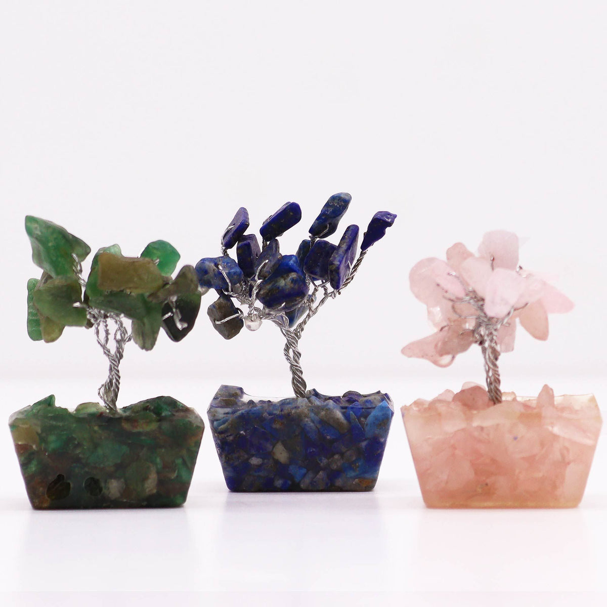 Box of 12 Mini Gemstone Trees On Orgonite Base - Assorted Mix (15 stones)
