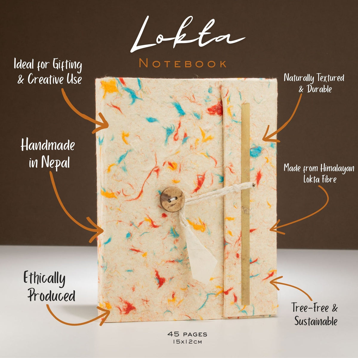 Med Lokta Mixed Colour Cotton Notebook Lrg (15x12cm) - 45 leafs