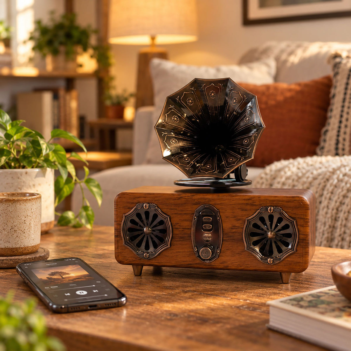 Retro Mini Double Gramophone Speaker - Bluetooth - 5.4 watt x 2