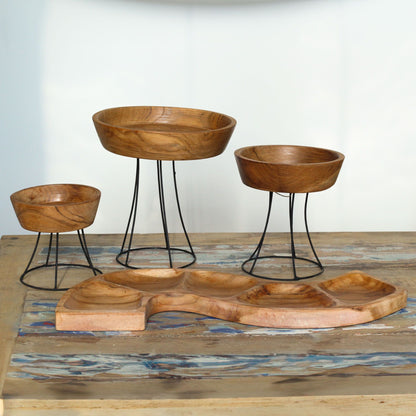 Elevated Teak Bowl 20cm - Large Tray