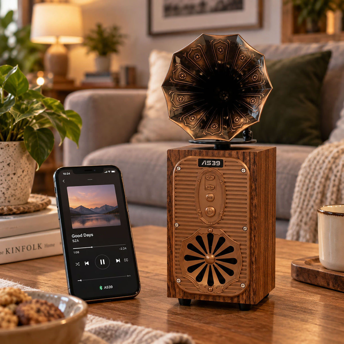 Retro Tall Gramophone Speaker (Extra Loud) - Bluetooth - 8 watt