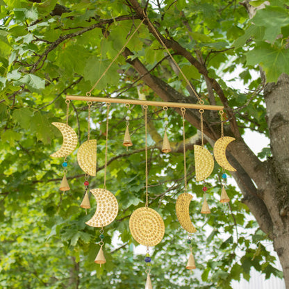 Indian Chimes - Brass Moon Phases Chimes - 43x40cm