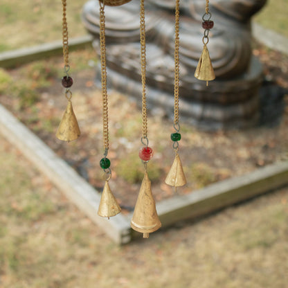 Indian Chimes - Hamsa Lrg Mirror 5 Bells - 19x65cm