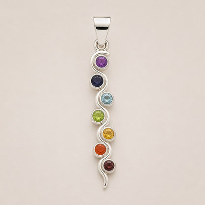 Indian Devotional Pendant - Silver Plated (45cm Cord)- Snake Chakra