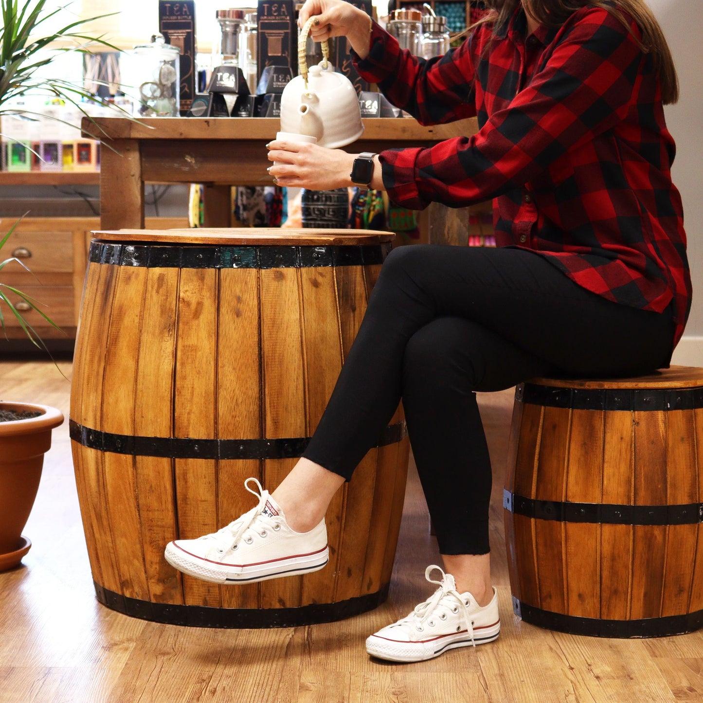 Beer Barrel Stool - Natural 38x32 cm,