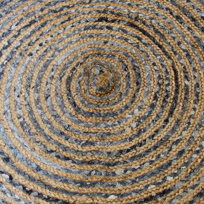Round Jute and Recycle Denim Rug-  90 cm