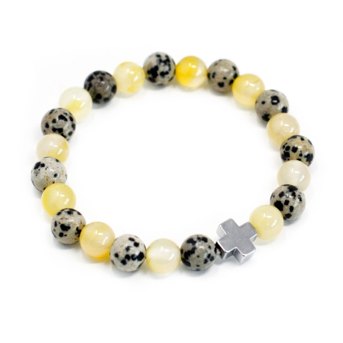 Set of 2 Gemstones Friendship Bracelets - Protection - Dalmation Jasper & Yellow Agate