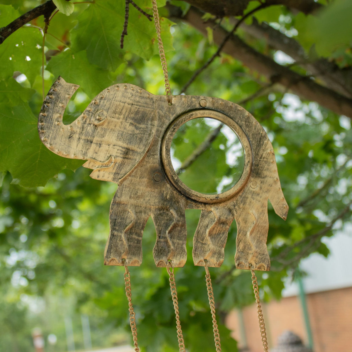 Indian Chimes - Elephant Lrg Mirror 4 Bells - 24x60cm
