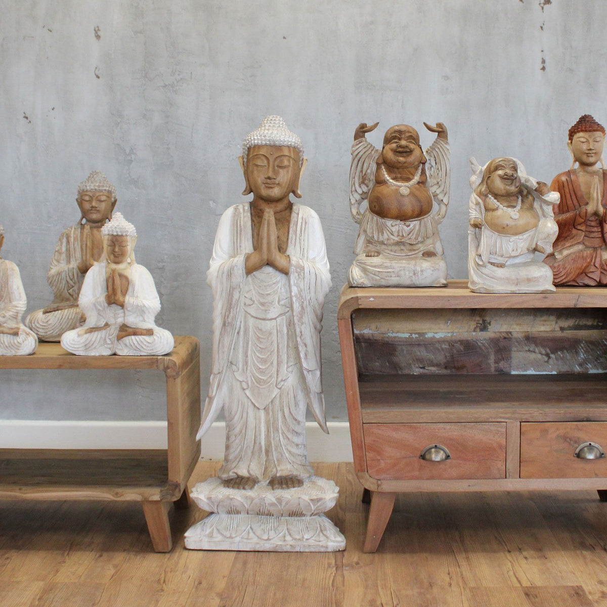 Hand Carved Buddha Statue - 100 cm Welcome