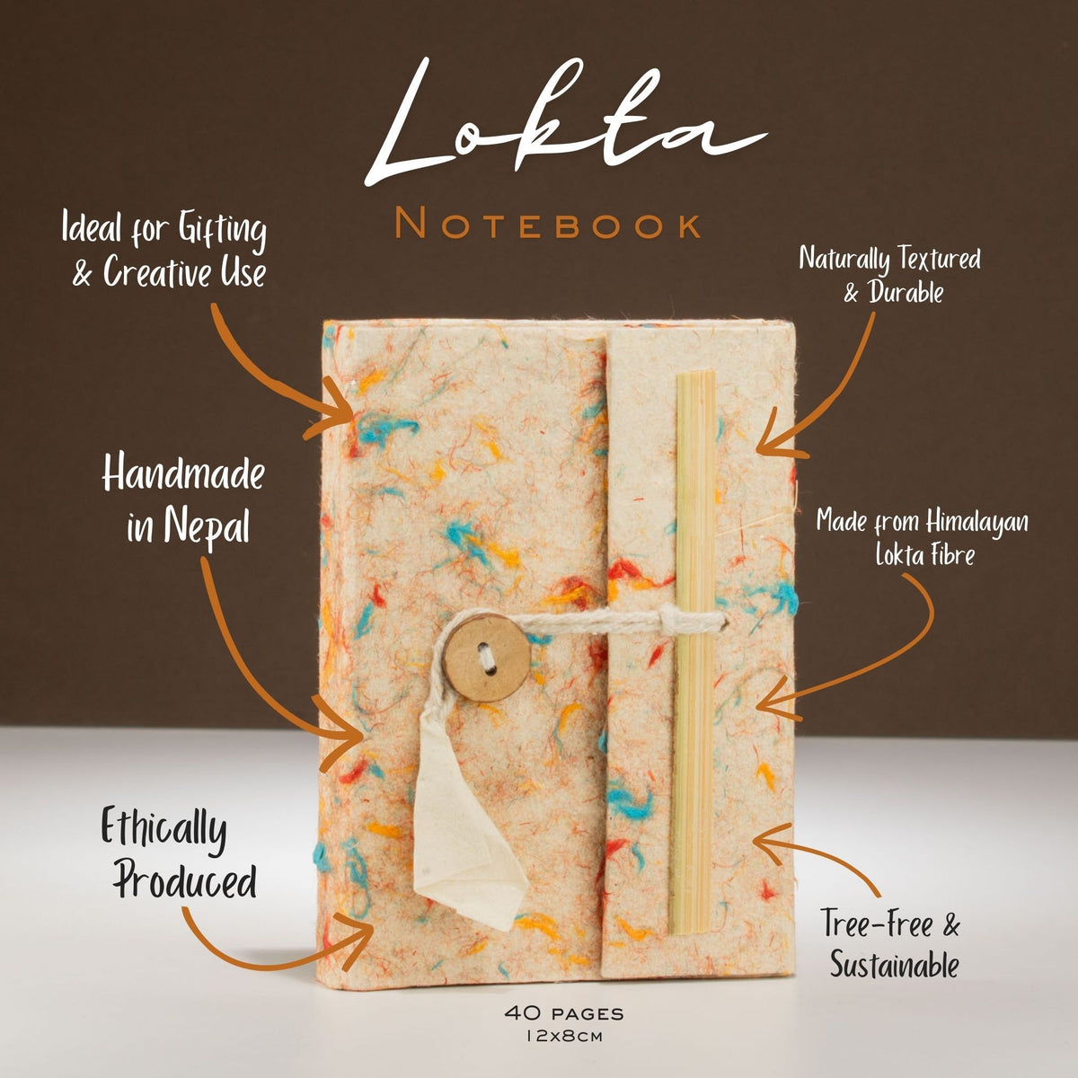 Mini Lokta Mixed Colour Cotton Notebook Lrg (12x8cm) 40 leafs