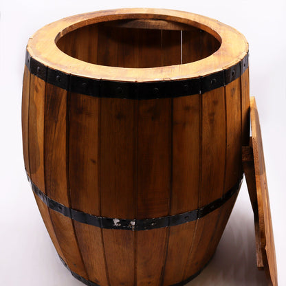 Beer Barrel Table & Parasol Stand – Natural Wood 60 x 48.5 cm