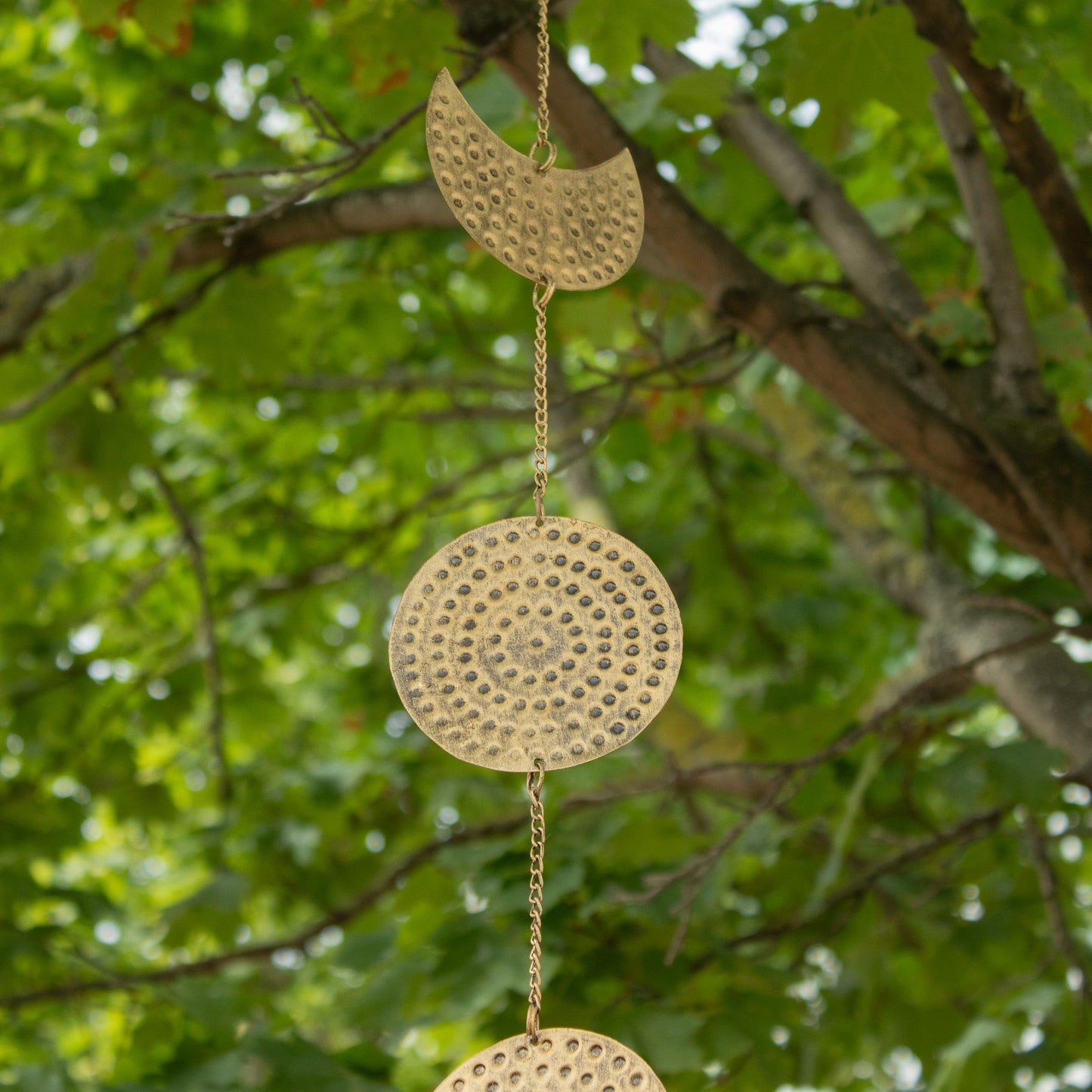 Indian Chimes - Brass Moon Phases Drop with Bell 1m