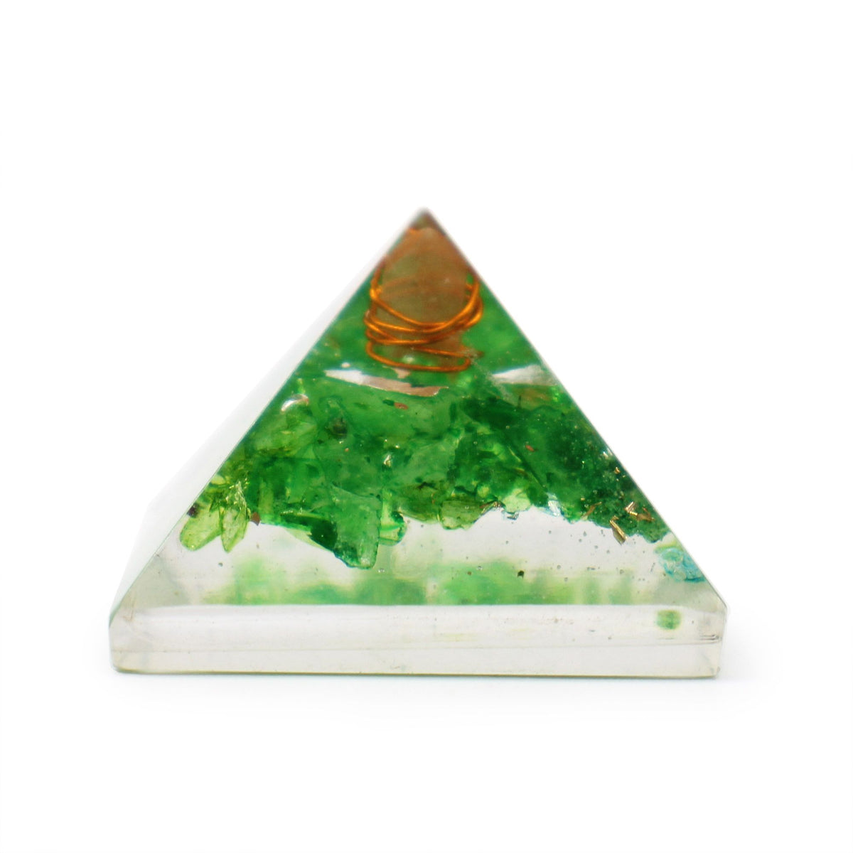 Sm Orgonite Pyramid 25mm Gemchips and Copper
