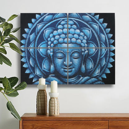 Blue Buddha Mandala Brocade Detail 30x40cm x 4