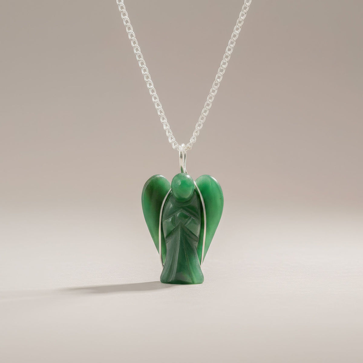 Gemstone Guardian Angel Pendant - Green Aventurine