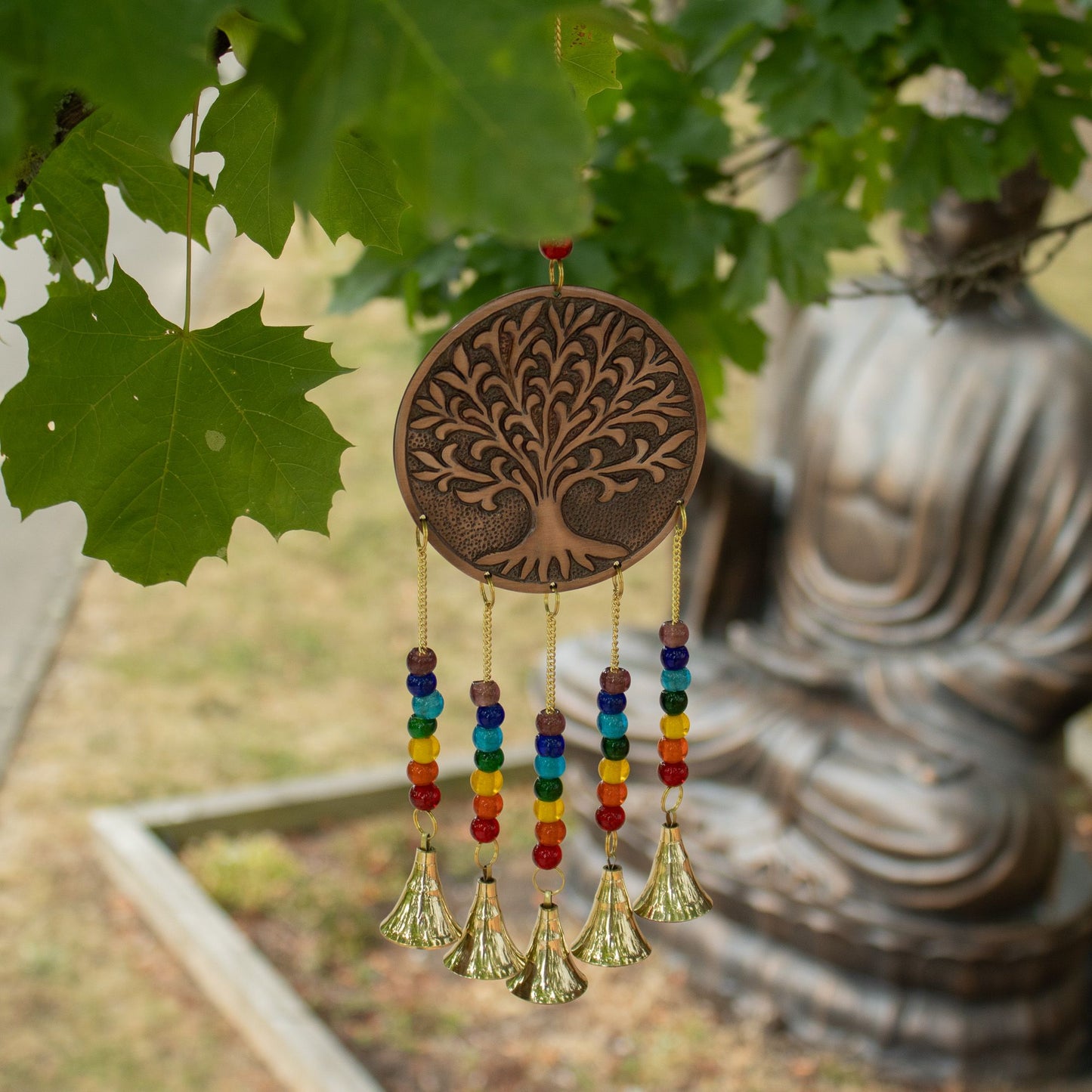 Indian Chimes - Med Tree of Life - Chakra Beads 5 Bells - 10x36cm